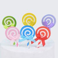 6pcs Birthday Cake Card Lollipop Plug-in Birthday Party Dessert Table Plug-in Decoration Color Card DIY Baking Products