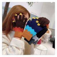 Cute Knitted Fabric Riding Touch Screen Winter Gloves Cotton Mittens Full Finger Cold Proof