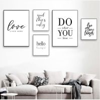 ❈◕ Live Love Laugh คำคมสร้างแรงบันดาลใจ Wall Art ภาพวาดผ้าใบสีดำสีขาวพิมพ์โปสเตอร์สำหรับห้องนั่งเล่นตกแต่งบ้านโมเดิร์น AL132