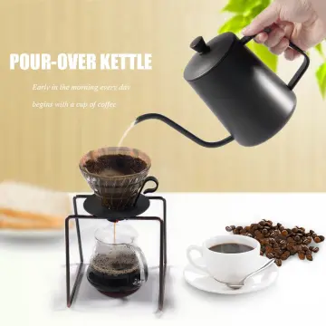 1L/1.2L Drip Kettle Thermometer Pour Over Coffee Tea Pot Swan Long Neck  Stainless Steel Thin Mouth Gooseneck Cloud Drip Kettle