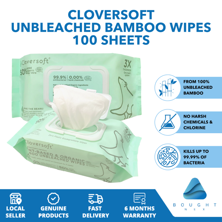 Cloversoft Unbleached Bamboo Organic Antibacterial Wipes Tissue Paper