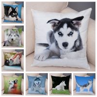 hot！【DT】♛  Sofa Cushion Cover Siberian Pillowcase Dog Print