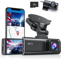 REDTIGER Dash Cam Front Rear, 4K/2.5K Full HD Dash Camera for Cars, Free 32GB SD Card, Built-in Wi-Fi GPS, 3.16” IPS Screen, Night Vision, 170°Wide Angle, WDR, 24H Parking Mode