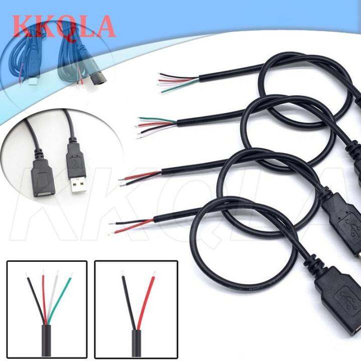 qkkqla-2m-usb-type-c-power-supply-extension-cable-type-a-male-female-diy-connector-2pin-cord-4pin-charging-wire-repair-welding-adapter