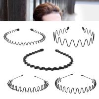 Men Women Black Multi-Style Metal Plastic Hair Hoop Spring Wavy Spiral Headband Simple Fashionable Wash Face Sports Headwear