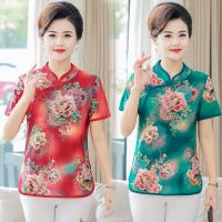 ✙ Short qipao mom into summer new improved qipao with short sleeves jacket short tangzhuang minus age small unlined upper garment of female temperament