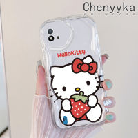 เคส Chenyyyka สำหรับ Realme C20 C20A C11 C11 2020 Narzo เคส50i การ์ตูนสีสันสดใสลายเฮลโลคิตตี้ขอบเป็นคลื่นเคสมือถือโปร่งใสเนื้อครีมซิลิโคนกันกระแทกเคสนิ่มแบบใสป้องกันเลนส์กล้อง