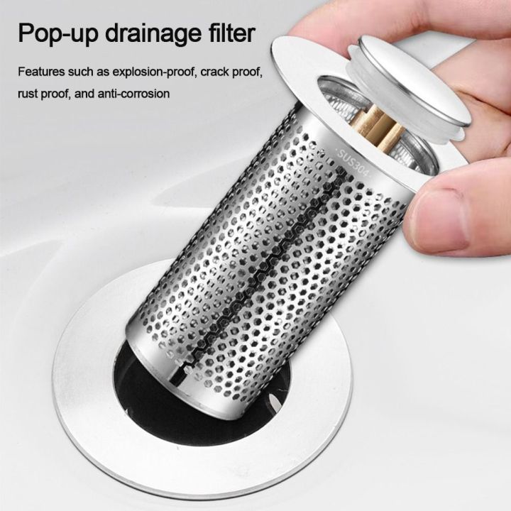 1pc Plating Plastic Pop-up Drain Filter Hair Catcher For Sink