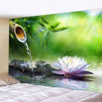 Wall Tapestry Zen Garden Massage Stone and Water Lily Beach Towel Throw Blanket Picnic Yoga Mat Family Outfit