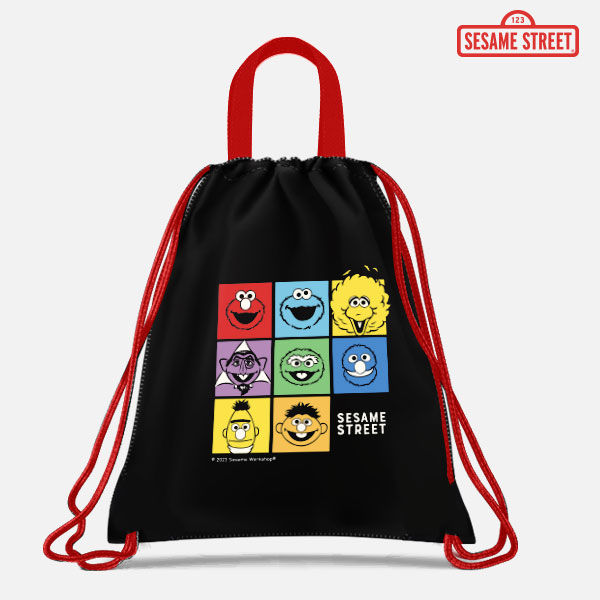 SST3 กระเป๋าเป้หูรูด Sesame Street Squar Drawstring Backpack W34xH43 cm BK