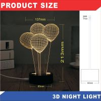 [In stock] สร้างสรรค์ 3D ลูกโป่ง ภาพสามมิติไฟ LED ตกแต่งบุคลิกภาพโคมไฟ ห้องนอนห้องนั่งเล่นไฟบรรยากาศของขวัญโรแมนติก