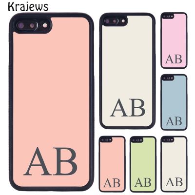 （shine electron）Krajews เคสโทรศัพท์อักษรย่อสีพาสเทลตามสั่ง,สำหรับ iPhone 14 6 7 8 Plus 11 12 13 Pro X XR XS Max Samsung S21 S22อัลตร้า