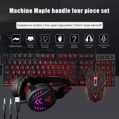 3In1 Gaming Keyboard Wired Mouse Gamer Headphone With Mic Kit LED Backlit 104Key Keypad 4800DPI Gaming Mouse For PC Laptop Games