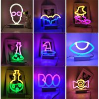 △✜☸ Halloween Decoration Neon Lights Witch Hat Candy Ghost Party Lamp for Bedroom Bar Coffee Decor Lighting Skull Baby Night Light