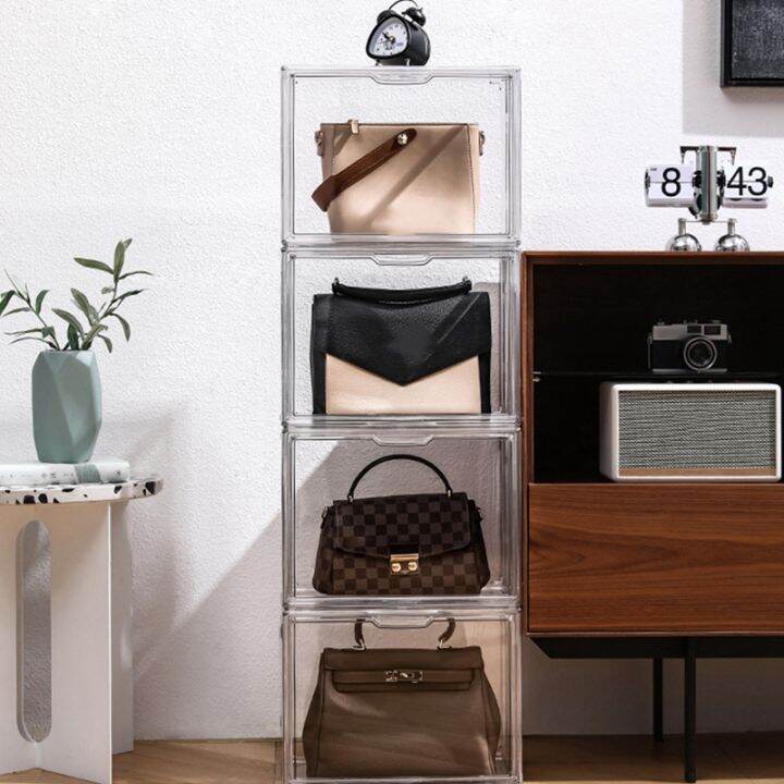 transparent-desktop-book-organizer-dustproof-magazine-storage-box-thickened-plastic-display-rack-bookshelf-display-case