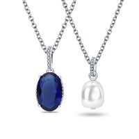 S925 Necklace For Women Silver Color Blue Crystal Shell Pearl Pendant Necklace Fine Anniversary Birthday All-match Jewelry Gifts