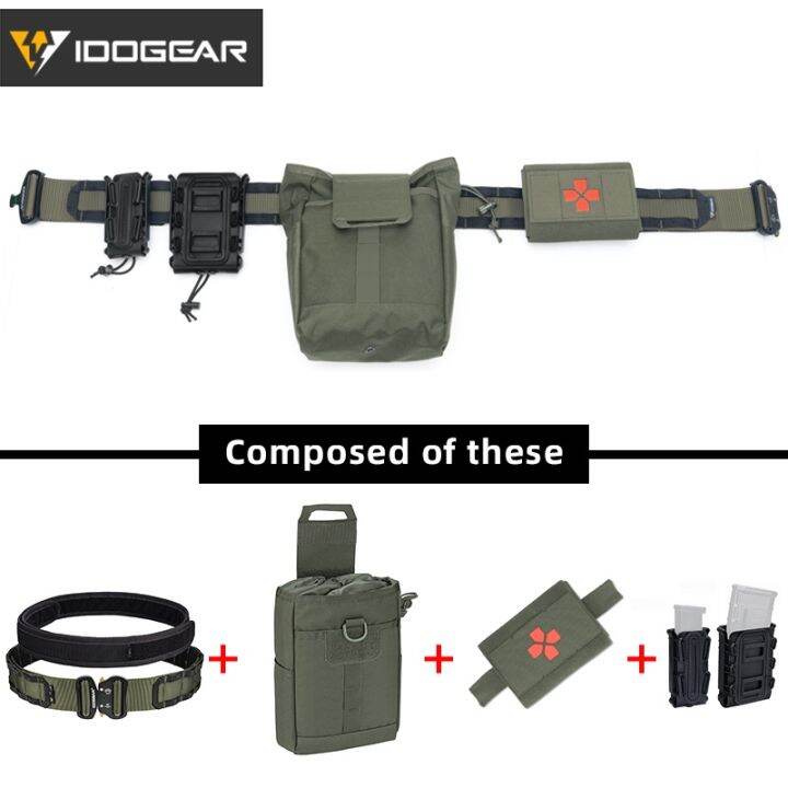 IDOGEAR Tactical Belt Set MOLLE Belt + Medical Pouch + Recycling Pouch