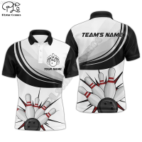 【high quality】  Mens 3d Printed Bowling Short Sleeved Polo Shirt S-6XL