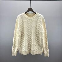 23 Autumn/Winter New Jacquard Solid Cotton Knitted Bottom Shirt Round Neck Pullover Sweater for Men