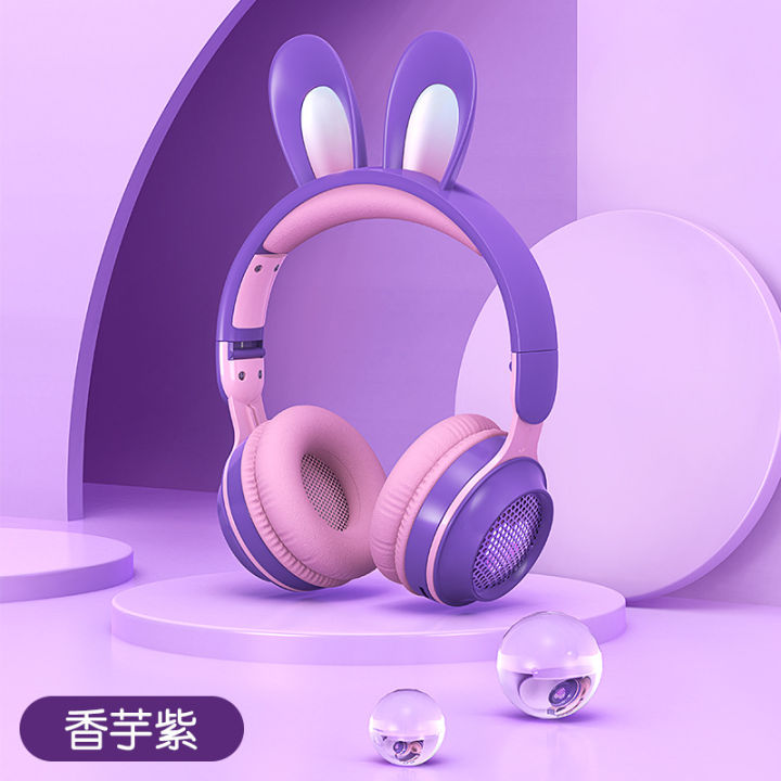 หูฟัง-ke-11โมเดลส่วนตัว-led-หูกระต่ายหูฟังบลูทูธเรืองแสงหูฟังเกมคอมพิวเตอร์