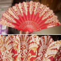 【CW】 Vintage Chinese Ethnic Style Fan Dance Lace Silk Wedding Dance Party Stage Performance Decoration Hot Stamping Folding Fane