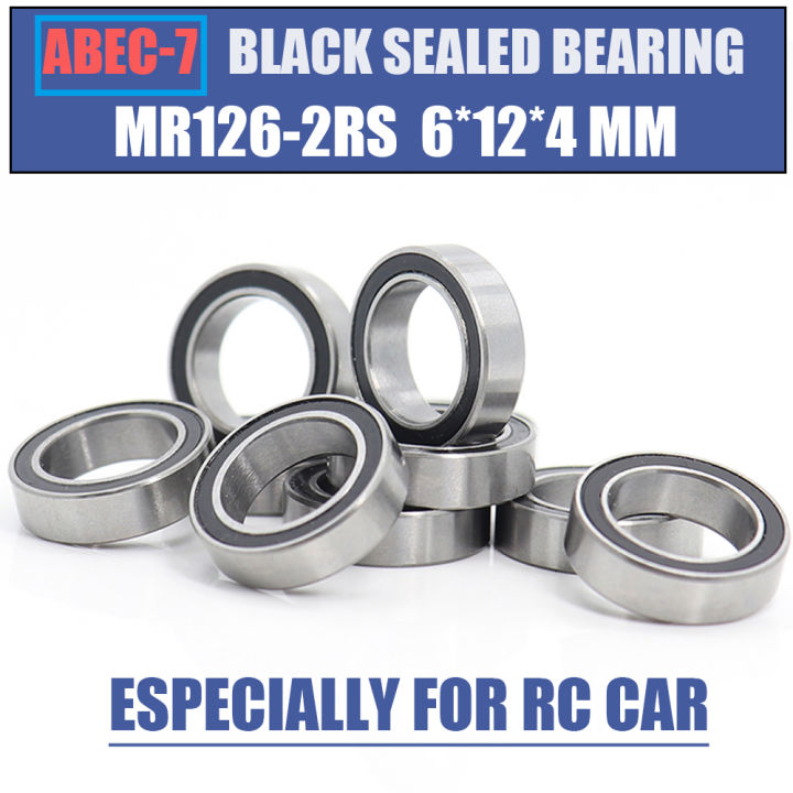 MR126RS Bearing 10PCS 6x12x4 mm ABEC-7 Hobby Electric RC Car Truck MR126 RS 2RS Ball Bearings MR126-2RS Black Sealed