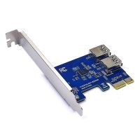 PCI-E 1 to 2 PCI Express 1X Slot External Riser Card Adapter Board PCIe Port Multiplier Card for Bitcoin Mining Machine