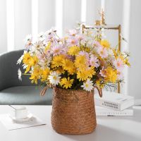 hot【cw】 5 heads/1pcs Silk daisy Bride bouquet for home wedding new Year decoration fake plants sunflower artificial flowers