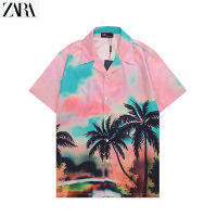 เสื้อยืดระบายอากาศใส่ได้ทั้งชายและหญิงเสื้อลายดอกไม้ Top1ZARA แฟชั่นดั้งเดิมเสื้อเสื้อสตรีมีแบรนด์สไตล์ชายหาดผ้าฝ้าย