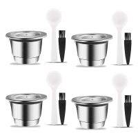 【YF】 4x cápsulas recarregáveis de café expresso cápsula nespresso aço inoxidável compatível