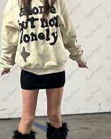 ☂ Apricot graffiti foam print engraved y2k hoodie oversized high street loose hoodie couple coat woman 39;s top goth kawaii clothes