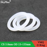 ✶✈ 10pcs VMQ O Ring Seal Gasket CS 5mm OD 15 150mm Silicone Rubber Insulated Waterproof Washer Round Shape White Nontoxi