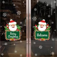 Cartoon Santa Claus Wall Sticker Christmas Shop Decoration Sticker New Year Window Poster