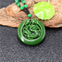 Chinese Green jade Dragon Pendant Necklace Charm Jewellery Fashion Accessories Hand-Carved Man ahd woman Luck Amulet Gifts