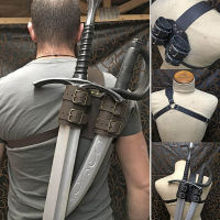 Medieval Witcher Double Back Scabbard For Sword Cutlass Holder Viking Pirate Warrior Leather Sheath Holster Cosplay Larp Costume
