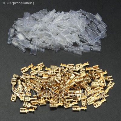 ☒♛ 200PCS/100pcs Male/Female Spade Crimp Terminals Electrical Insulating Sleeve Wire Wrap Connector for 22-16 AWG 0.5mm2-1.5mm2