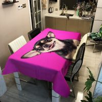 Pet Dog Pattern Tablecloth Heat Insulation and Oil Proof Living Room Table Mat Restaurant Table Cover Wedding Decor Mantel Mesa