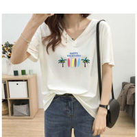 【Plus Size40-150kg8Patterns】Oversized V-Neck Women Plus Size T-shirt Half Short Sleeves Big Loose Cartoon Letter Printed Tee Summer Maternity Pregnancy T-shirt Casual Top Fashion Big Size Medium-Long Length Oversize T-shirt Dress Pajamas 5X