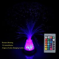 Fiber Optic Lamp RGB Color Changing LED Starry Remote Control Fiber Optic Light with Acrylic Base 4 Colors -Novelty Night Light