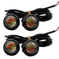4 Pcs รถ12V 23Mm สี Dual Switchback 4014 12 Led ดีอาร์วายตาเหยี่ยวแสงไฟกลางวัน