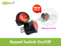 [พร้อมส่ง] สวิทช์ไฟกลม AC 250V Rocker Switch 3pin 6A ON-Off Circular 20MM with Red LED Light