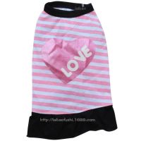 Pet Clothes Dog Clothes Pink And White Stripes Love Print Vest Skirt Summer Dress Dresses