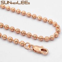 SUNNERLEES Fashion Jewelry Rose Gold Plated Necklace 3mm Printing Beads Link Chain Men Women Gift C77