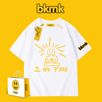 BKMK เสื้อยืดวินเทจแขนสั้นผู้ชายดีไซน์เฉพาะช่วงฤดูร้อนดูดีมากแบรนด์แฟชั่นโอเวอร์ไซส์