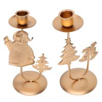 2pcs Iron Candle Holder Home Candleholder Metal Craft for Decor Golden