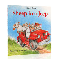 Original English picture book sheet in a jeep the lamb rushes forward the sheep in the jeep Liao Caixing book list verse recommended childrens picture book reader paperback open