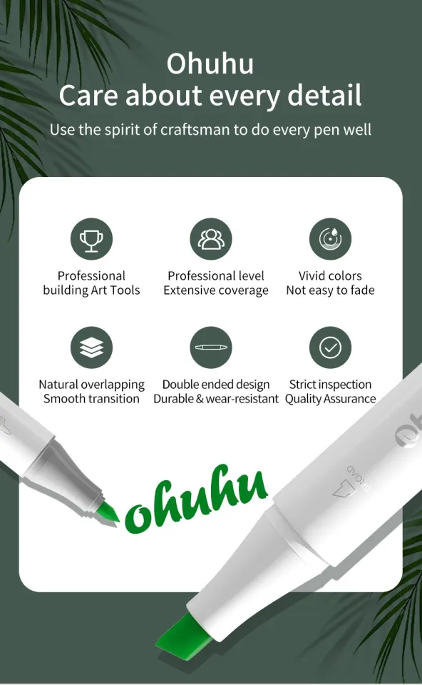 Ohuhu Oahu Marker Pen Set Alcohol Art Markers Dual Brush Felt Pen