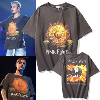 พร้อมส่ง เสื้อยืดแขนสั้น ผ้าฝ้าย พิมพ์ลาย PINK FLOYD สีม่วง แฟชั่นฤดูร้อน สําหรับคู่รัก dag