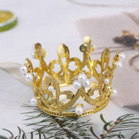 LIANGZHOU 1PC Mini Crown cake Topper คริสตัลมุก Tiara เครื่องประดับเด็กผม