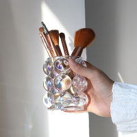 Nordic Home Glass Make Up Brush Holder Cosmetic Storage Box Makeup Organiser Storage Containers Cute Embossed Pen Holder